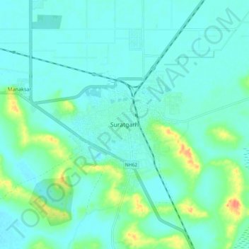Suratgarh topographic map, elevation, terrain