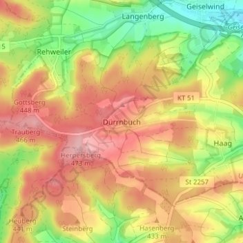 Dürrnbuch topographic map, elevation, terrain