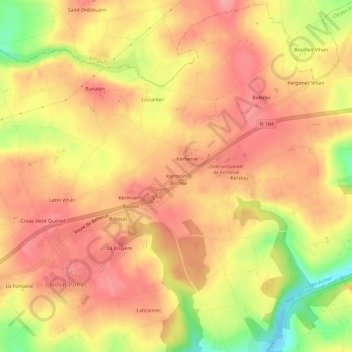 Kermoin topographic map, elevation, terrain