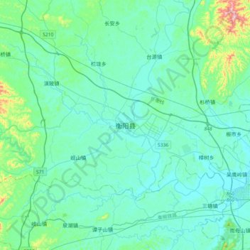 衡阳县 topographic map, elevation, terrain