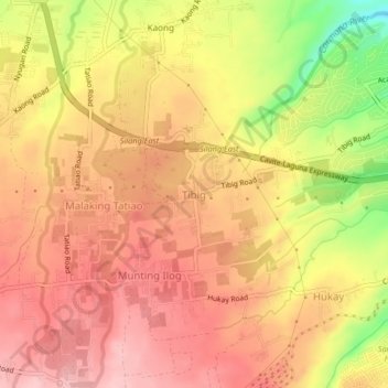 Tibig topographic map, elevation, terrain