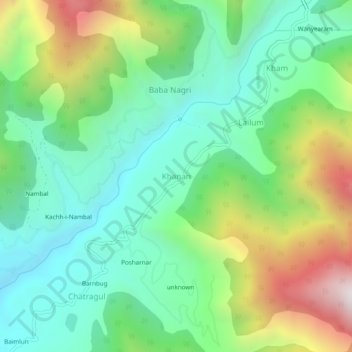 Khanan topographic map, elevation, terrain