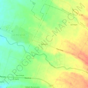 Barriales topographic map, elevation, terrain