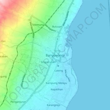 Banyuwangi topographic map, elevation, terrain