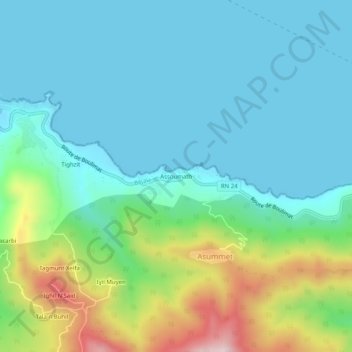 Assoumath topographic map, elevation, terrain