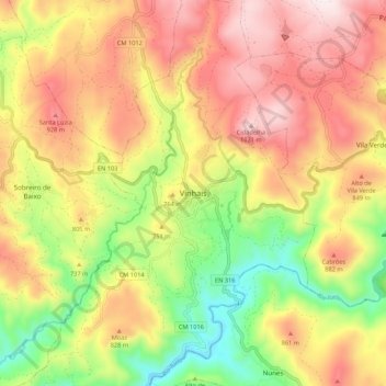 Vinhais topographic map, elevation, terrain