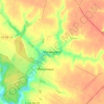 Малышевка topographic map, elevation, terrain