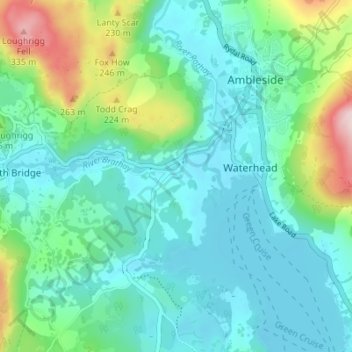 Brathay topographic map, elevation, terrain