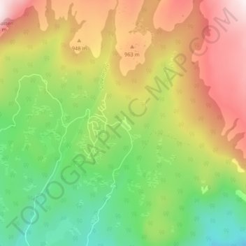 Sørbølsetran topographic map, elevation, terrain
