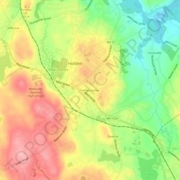 Holden Center topographic map, elevation, terrain