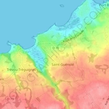 Kergadic topographic map, elevation, terrain