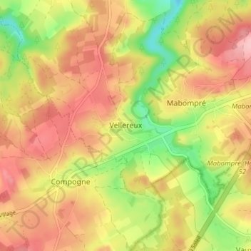 Vellereux topographic map, elevation, terrain