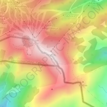 Kopaonik topographic map, elevation, terrain