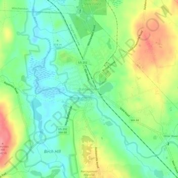 Baldwinville topographic map, elevation, terrain