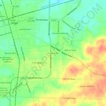Green Acres topographic map, elevation, terrain