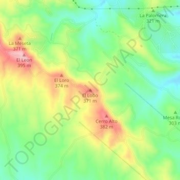 El Lobo topographic map, elevation, terrain