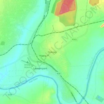 Orkney topographic map, elevation, terrain