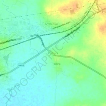 Pathara topographic map, elevation, terrain