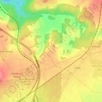 Frene du Haut de Rossay topographic map, elevation, terrain