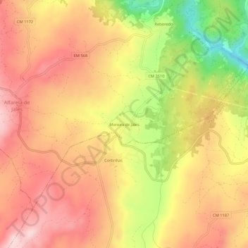Moreira de Jales topographic map, elevation, terrain