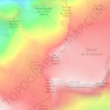 Pointe du Dard topographic map, elevation, terrain