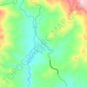 Kuya topographic map, elevation, terrain