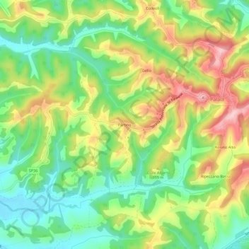 Partino topographic map, elevation, terrain