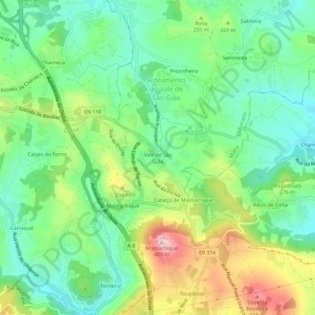 Vale de São Gião topographic map, elevation, terrain