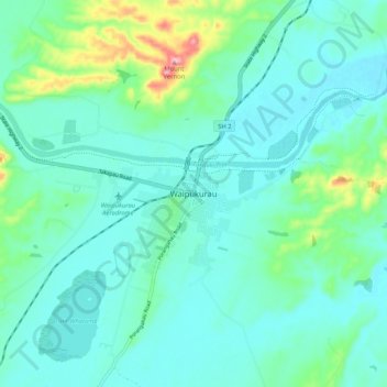 Waipukurau topographic map, elevation, terrain