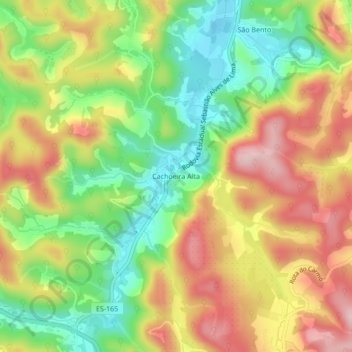 Cachoeira Alta topographic map, elevation, terrain