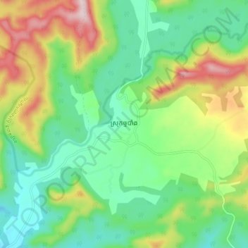 Thma Bang topographic map, elevation, terrain