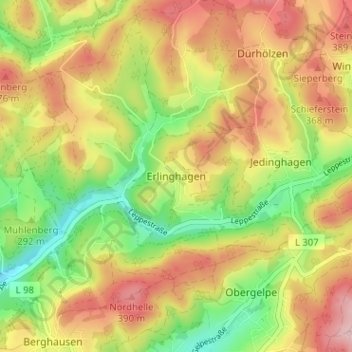 Erlinghagen topographic map, elevation, terrain