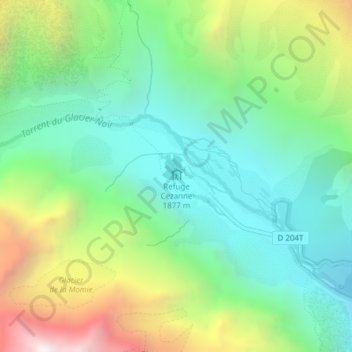 Chalet Refuge du Pré de Madame Carle topographic map, elevation, terrain