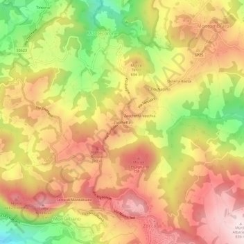 Zocchetta topographic map, elevation, terrain