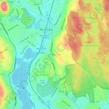 Symmes Corner topographic map, elevation, terrain