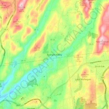 Putnam Valley topographic map, elevation, terrain