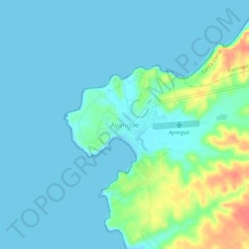 Ayangue topographic map, elevation, terrain