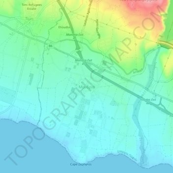 Mandria topographic map, elevation, terrain