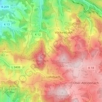 Schnorrenbach topographic map, elevation, terrain