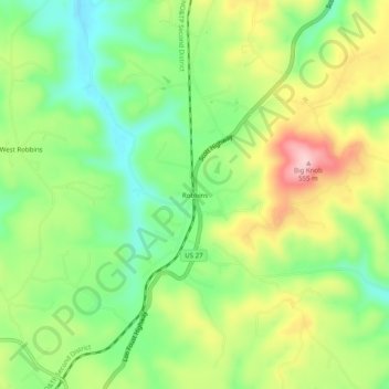 Robbins topographic map, elevation, terrain