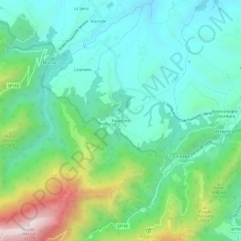 Paravento topographic map, elevation, terrain