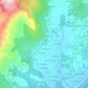 Vilachán topographic map, elevation, terrain