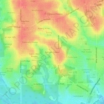Ramada Estates topographic map, elevation, terrain
