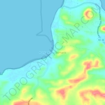 Punta Rucia;Damaris topographic map, elevation, terrain