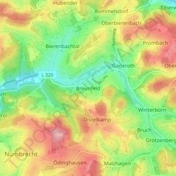 Breunfeld topographic map, elevation, terrain