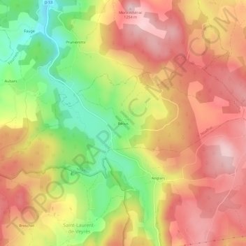 Bécus topographic map, elevation, terrain