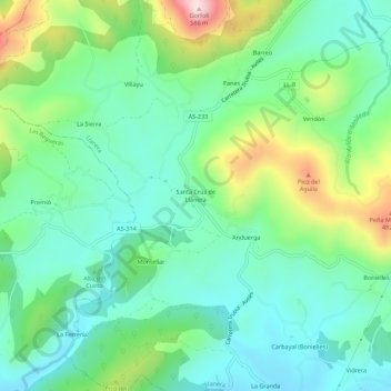 Santa Cruz de Llanera topographic map, elevation, terrain