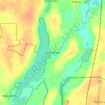 Kamionek topographic map, elevation, terrain