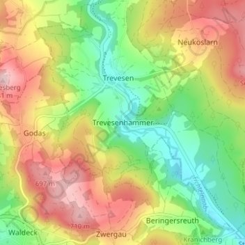 Trevesenhammer topographic map, elevation, terrain