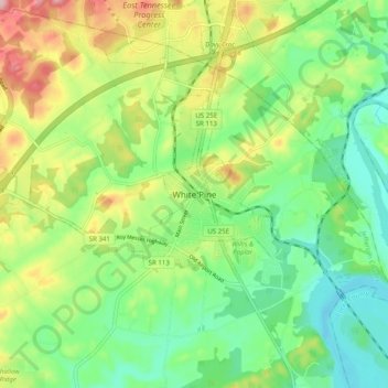 White Pine topographic map, elevation, terrain